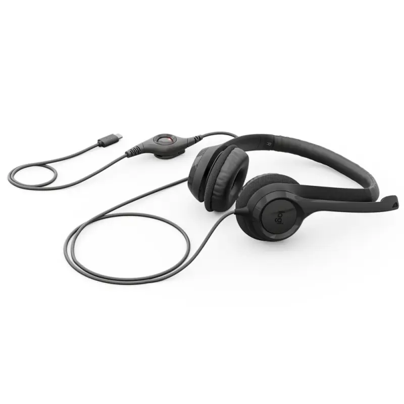 AUDÍFONOS DE COLOR NEGRO LOGITECH DE CABLE USB TIPO-C CON MICROFONO PARA COMPUTADORAS H390